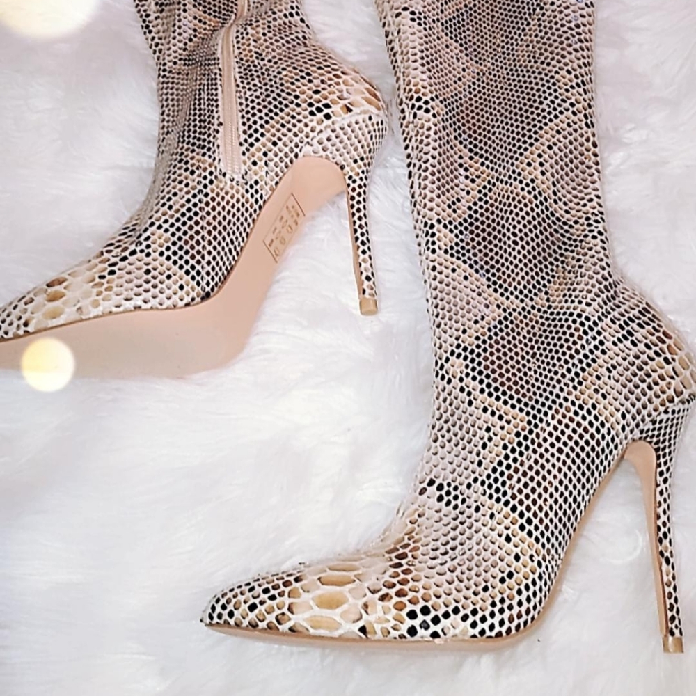 Snake skin tigh high boot